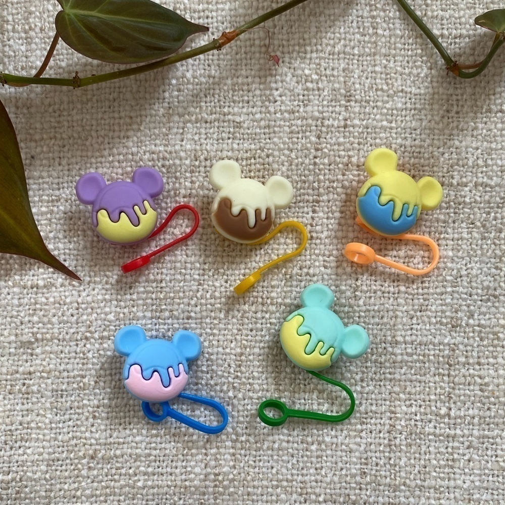 Bundle of 5 Disney Mickey Ear Straw Toppers Straw Tip Covers Mickey Cute Disney